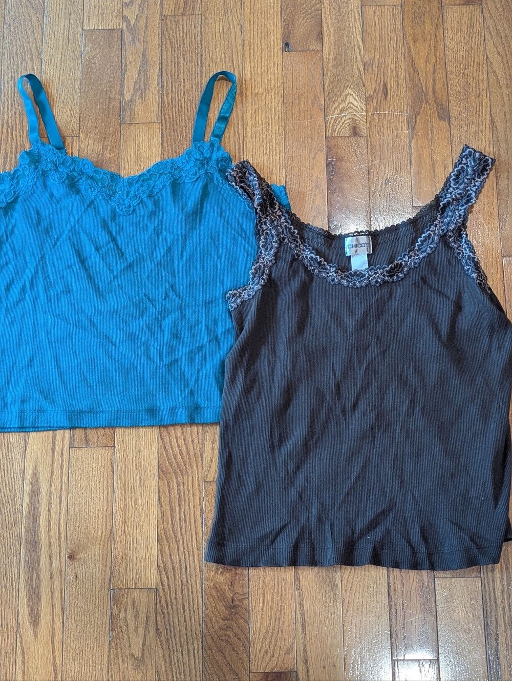 Chicos Bundle 2 Ribbed Lace Tank Top
